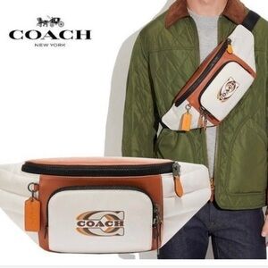 Coach White and Brown Belt Bag